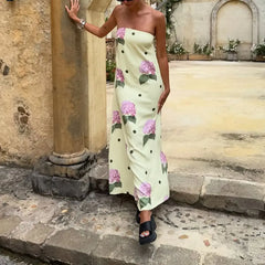 Robe de vacances bustier à fleurs trapèze