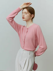 Cardigan décontracté en maille unie pour début d'automne