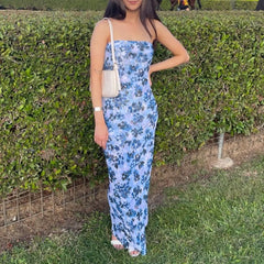 Robe moulante vintage slim sans bretelles Y2K