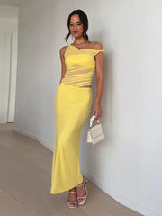 Robe maxi rétro en maille cintrée à volants