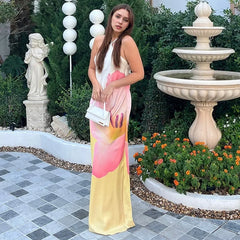 Robe longue dos nu à fleurs