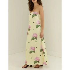 Robe de vacances bustier à fleurs trapèze