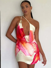 Robe de vacances sans manches à une épaule dénudée et froncée