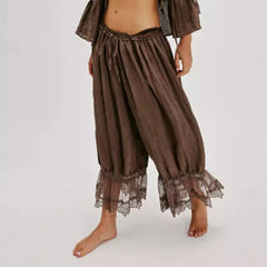 Pantalon lanterne patchwork en dentelle