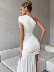 Robe mini drapée asymétrique à fronces
