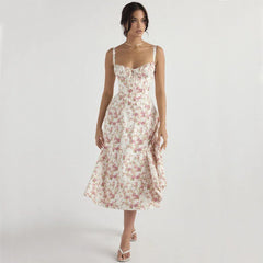 Robe dos nu unie à imprimé floral haut de gamme