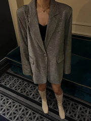 Manteau à revers à poches pailletées