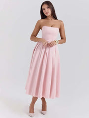 Robe midi plissée bustier trapèze
