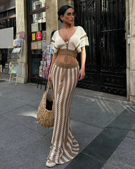 Ensemble deux pièces short à cordon imprimé nœud