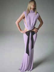 Robe maxi plissée à franges sans taille