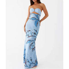 Robe de vacances bustier à nœud ajouré