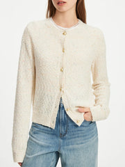 Gilet long à manches longues en fil fleuri