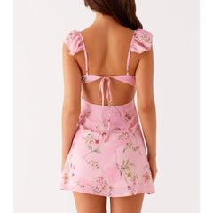 Robe moulante sans manches à volants et col en V