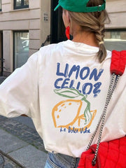 T-shirt ample en coton à motif citron