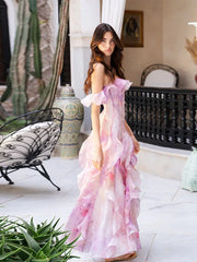 Robe plissée à épaules dénudées et à fleurs