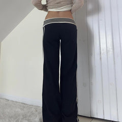 Pantalon bootcut à rayures patchwork
