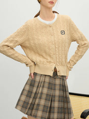 Cardigan en maille à col rond ajouré pour le bureau