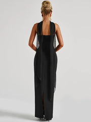 Robe maxi bustier dos nu à foulard