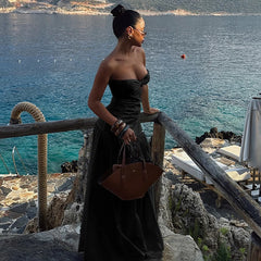Robe de bal bustier ajourée pour vacances à la plage
