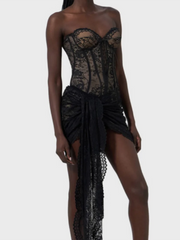 Robe mini bustier à corset lacé