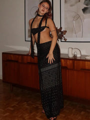 Robe de soirée dos nu transparente sans taille
