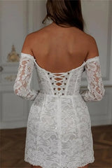 Robe de vacances à manches longues en dentelle brodée