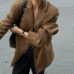 Manteau vintage en daim marron