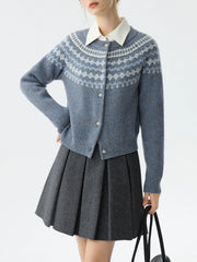 Gilet d'hiver vintage en maille jacquard, style cardigan d'hiver.