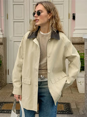 Trench-coat patchwork taille haute