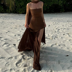 Robe longue transparente fendue dos nu en maille