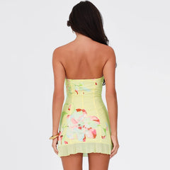 Robe mini bustier fleurie de vacances