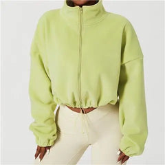 Manteau patchwork à fronces et fermeture éclair