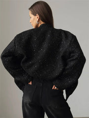 Manteau à paillettes patchwork