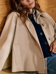 Trench-coat à carreaux à revers
