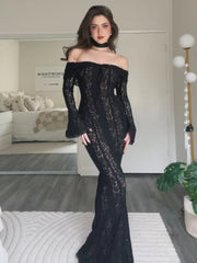 Robe maxi à manches évasées et lacets