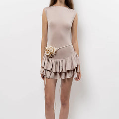 Robe moulante mini débardeur à volants