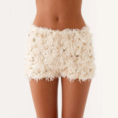 Short en patchwork de dentelle à carreaux