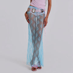 Jupe transparente vintage en dentelle florale