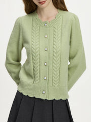 Gilet en maille à col rond et dentelle en croissant