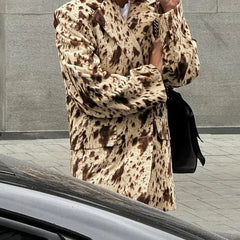 Blazer à revers imprimés et ceinture