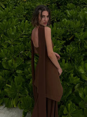 Robe longue de plage bustier en résille à ruban