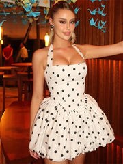 Robe de bal mini bustier à pois