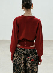 Cardigan vintage brodé à col rond