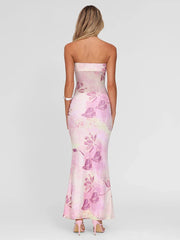 Robe longue portefeuille à imprimé floral