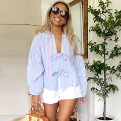 Blouse courte oversize à rayures