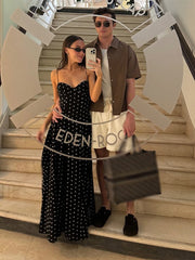 Robe longue plissée à bretelles fines