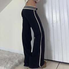 Pantalon bootcut à rayures patchwork