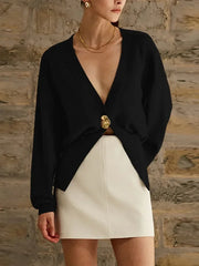 Cardigan en maille unie à boutons, coupe ajustée