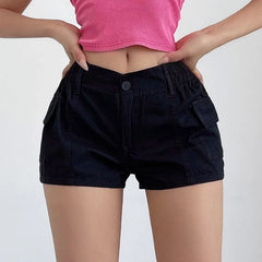 Short rayé en maille taille basse