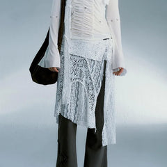 Jupe blanche asymétrique en dentelle grunge
